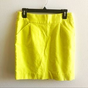 J. Crew Skirt Neon Yellow The Pencil Skirt Sz 4 EUC w/ Pockets Factory Store